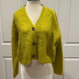 Madewell wool-blend Fuzzy Cardigan Sweater - Olive Green